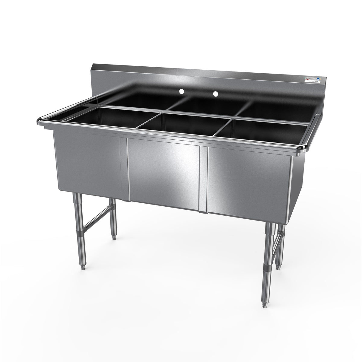 NBR Equipment 3SS-203014 65" Three Compartment Sink, 20"W x 30"L Bowl Without Drainboard