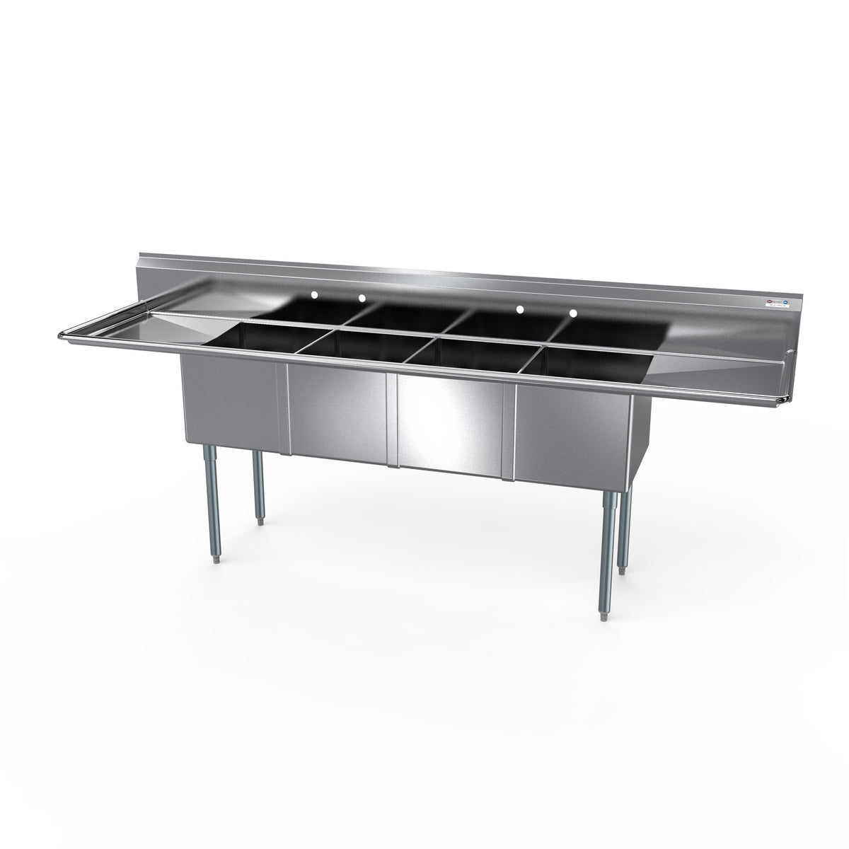 NBR Equipment 4SG-162014LR18 100" Four Compartment Sink, 16"W x 20"L Bowl With 2 Drainboards