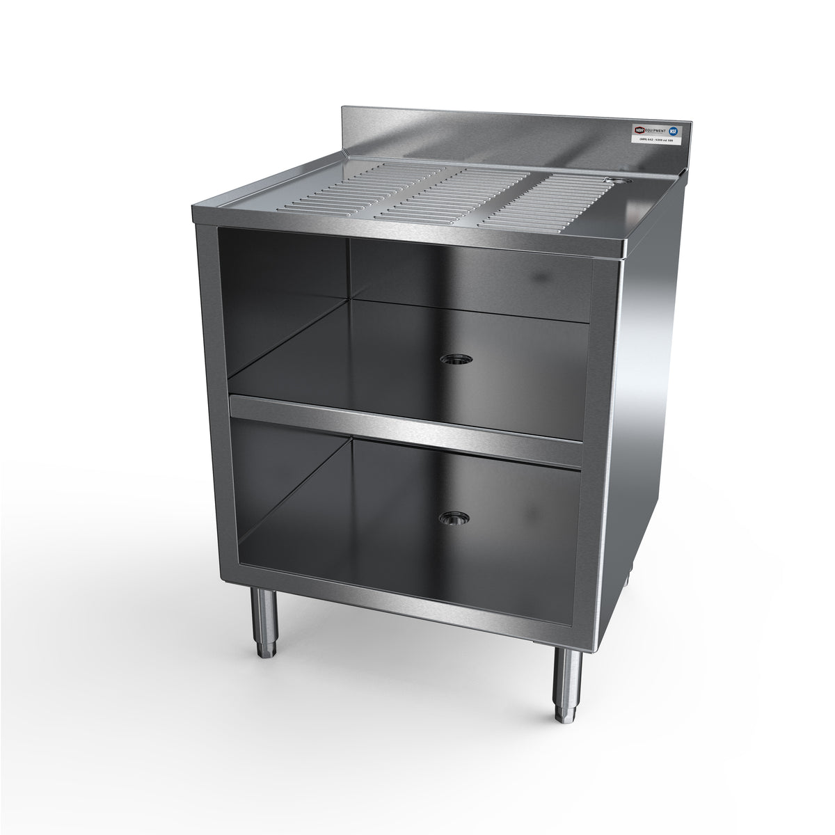 NBR Equipment GRC24-2 Underbar Glass Rack Storage Unit w/ Drainboard Top, 2-Rack Capacity