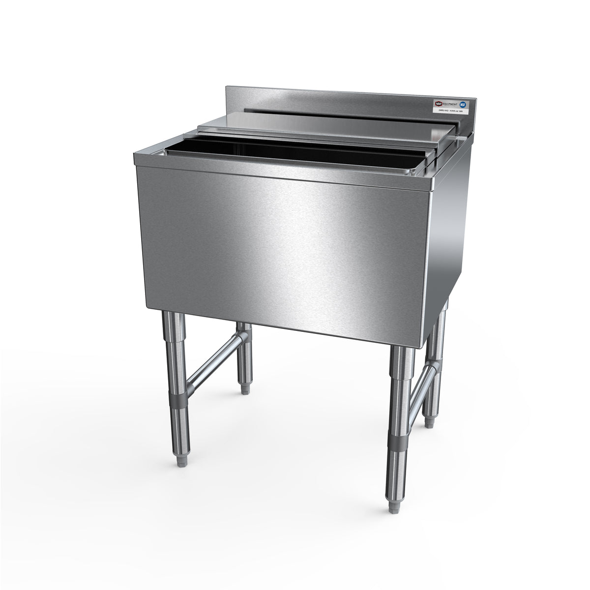 NBR Equipment IB-3018 Insulated Underbar Ice Bin w/ Drain and Sliding Lid