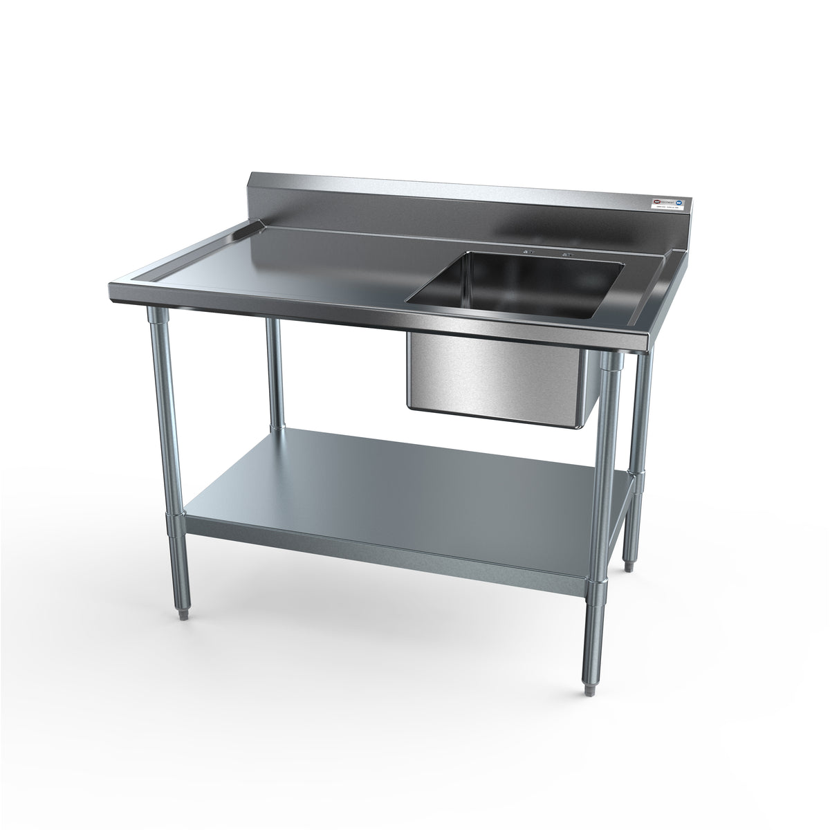 NBR Equipment PTG-1620R6 72" Economy Work Table with Prep Sink, Bowl On Right - 18 Gauge