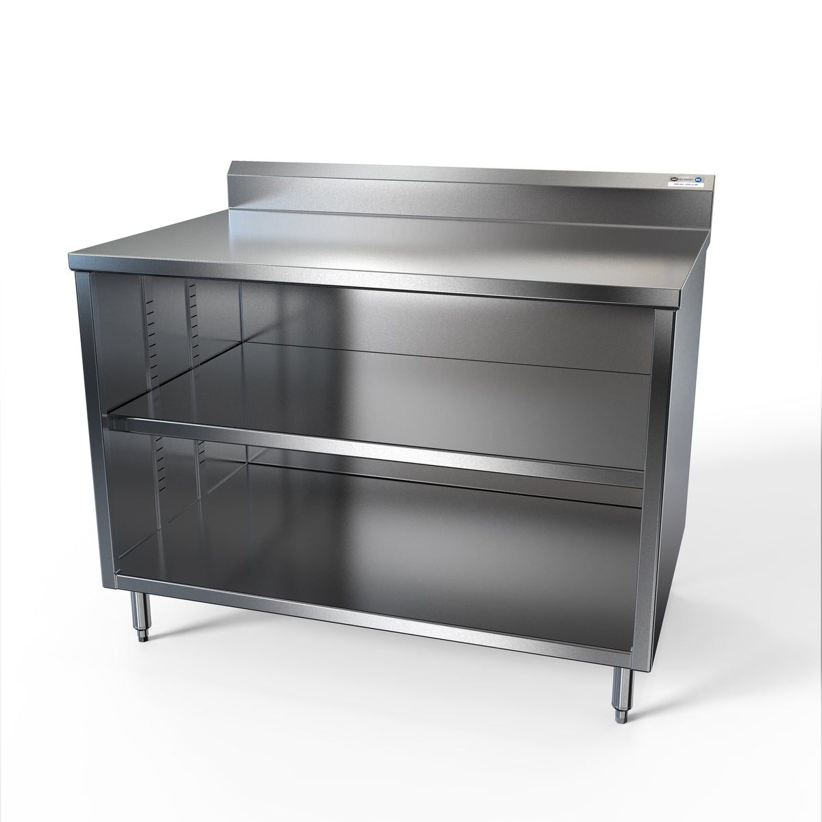 NBR Equipment TCB-6030R5 Cabinet Base Open Front Work Table w/ Mid-Shelf & Backsplash, 60"W x 24"D