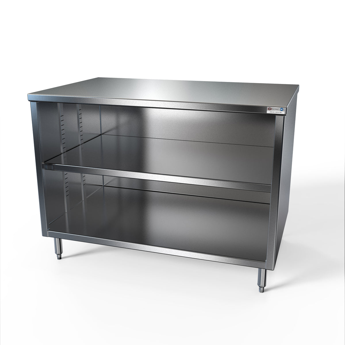 NBR Equipment TCB-7224 Premium Cabinet Base Open Front Work Table with Mid-Shelf, 72"W x 24"D