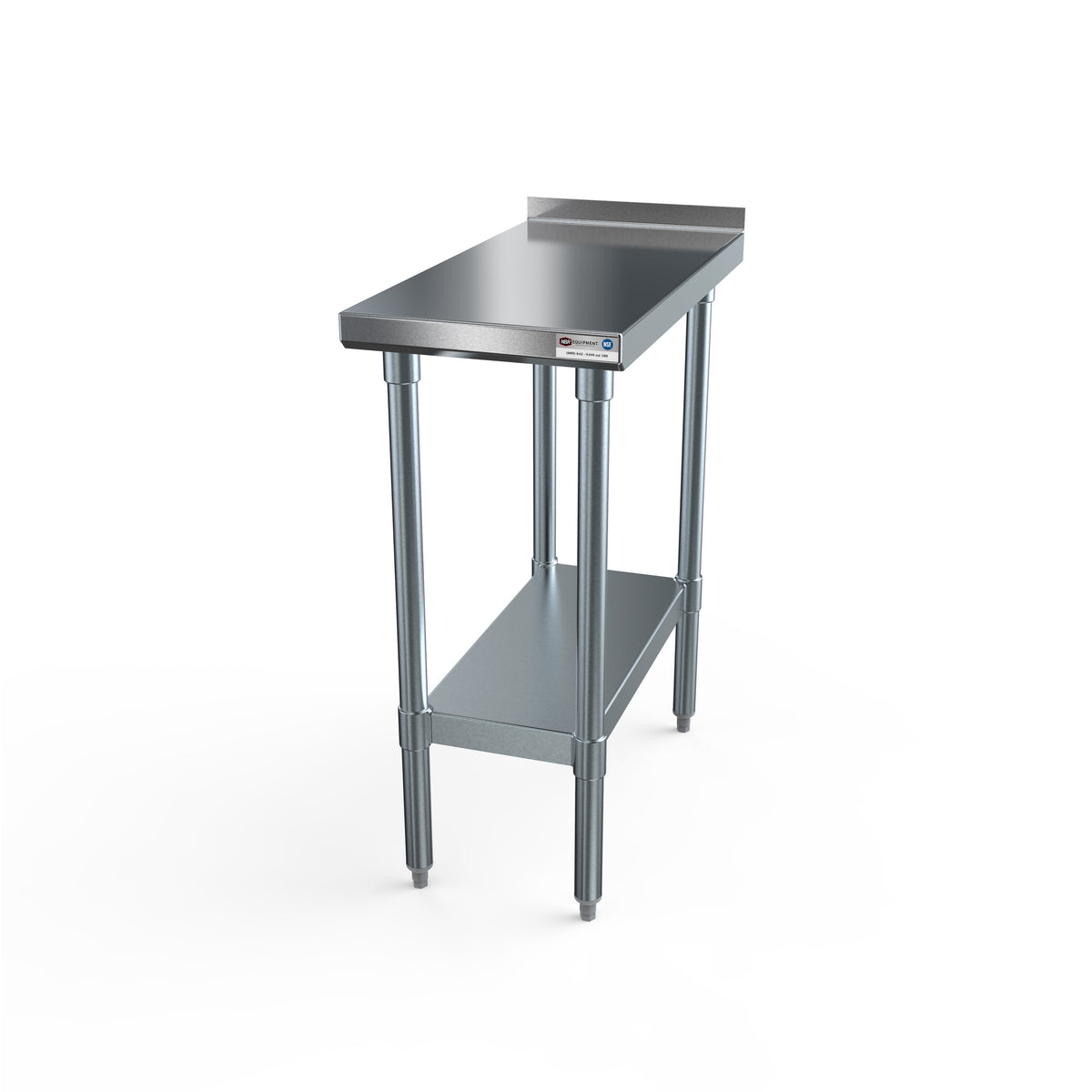 NBR Equipment TG-F2430 24" Open Base Work Table, Galvanized Base / 1-1/2" Backsplash / Upturn