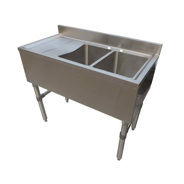 NBR Equipment UD-2-101410-48L Premium Underbar Sink Unit, 2 Compartment with Left Drainboard