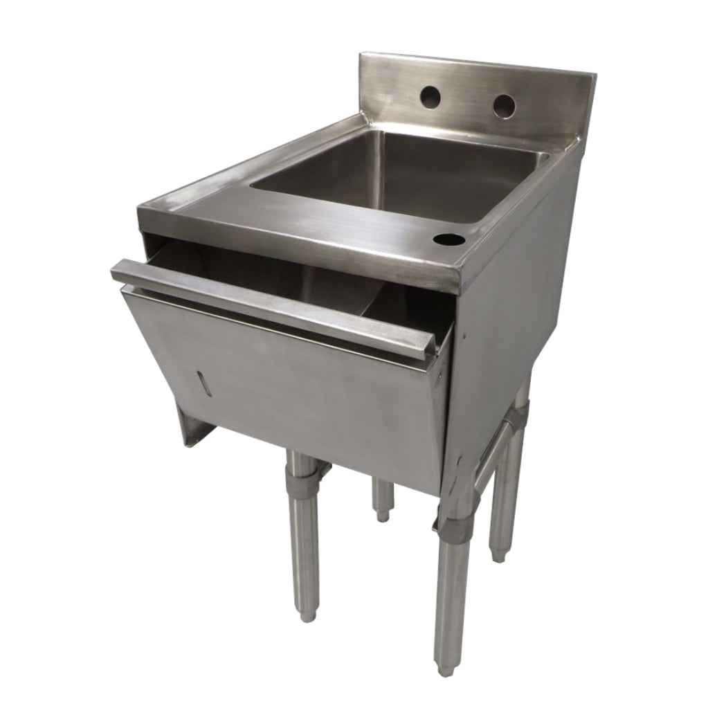 NBR Equipment UW-1-1012-1221-TDV 12" Premium Slim-Line Underbar Hand Sink w/ Soap & Towel Dispenser