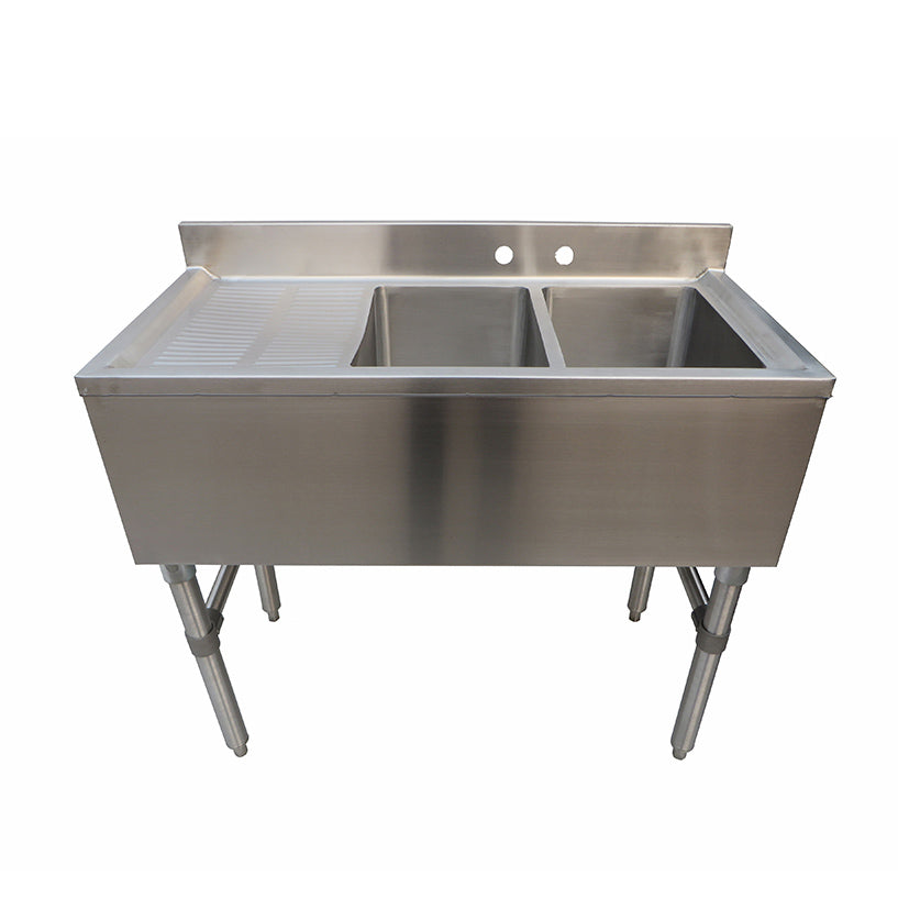 NBR Equipment UW-3-101410-60L Premium Slim-Line Underbar Sink Unit, 3 Compartment w/Left D.board