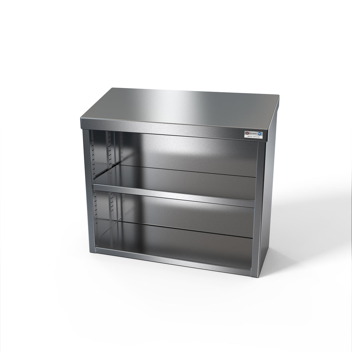 NBR Equipment WCO-1524 24" Open Front Wall Mount Stainless Steel Cabinet, 24"W x 15"D x 32-5/8"H, Adjustable Shelf, NSF