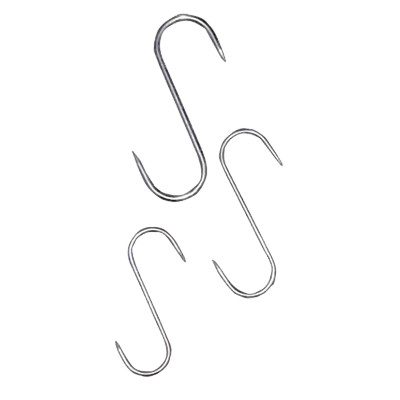 Omcan 10499 S-Hook, 180mm x 6mm Stainless Steel Hook, 7" x 1/4", Restaurant Shelving