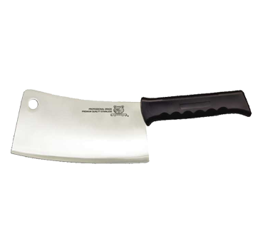 Omcan 10551 9" Kitchen Cleaver Knife, Stainless Steel Blade, Black Plastic Handle