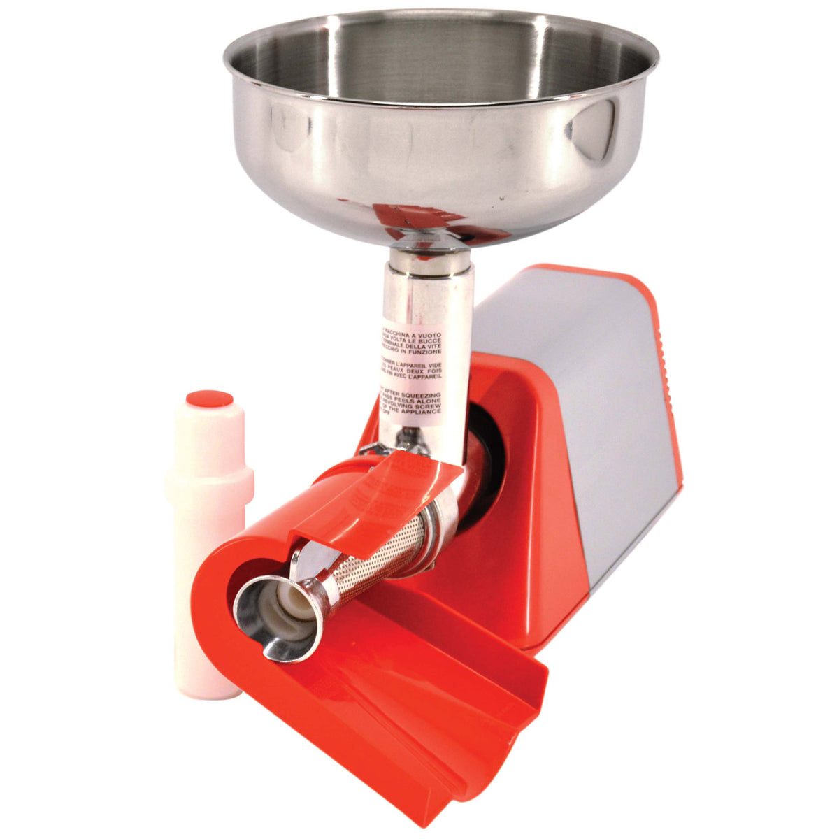 Omcan 11001 Electric Tomato Squeezer 1/3 HP 110V 60Hz Plastic Cover NEMA 5-15P Made in Italy