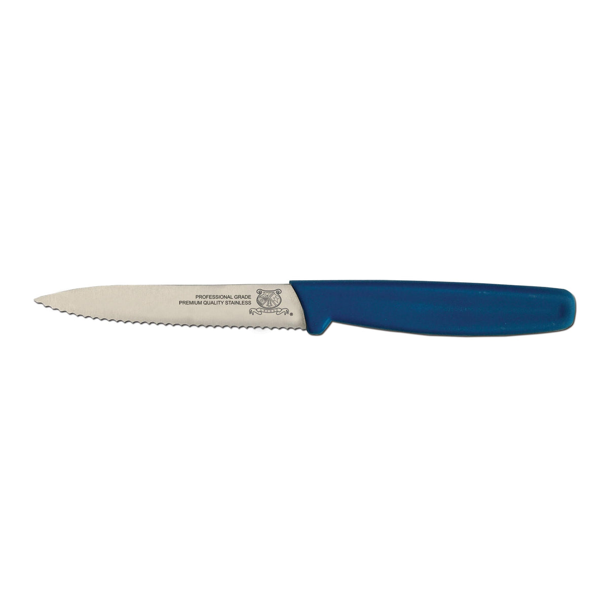 Omcan 11495 Paring Knife - 4" Spear Point Stainless Steel Blade, Blue Polypropylene Handle