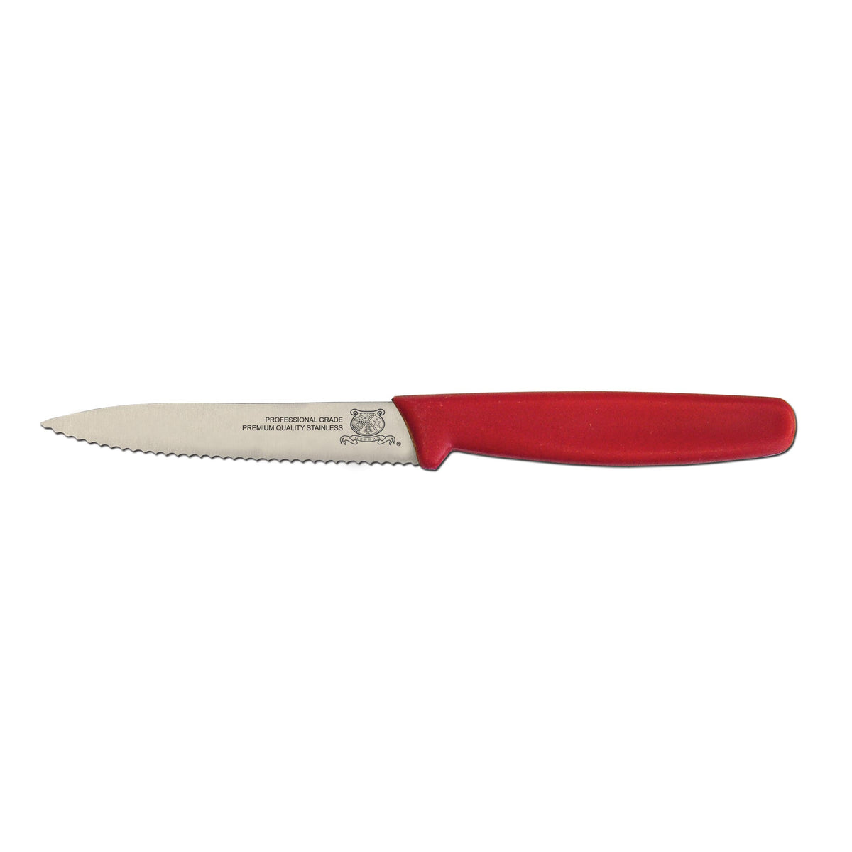 Omcan 11497 Paring Knife, 4" Spear Point Stamped Blade, Stainless Steel, Red Polypropylene Handle