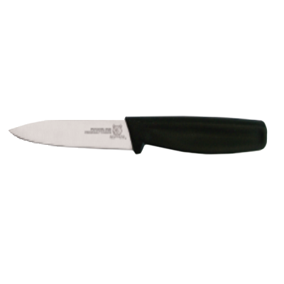 Omcan 11534 Paring Knife - 4" Stamped Spear Point, Stainless Steel, Black Polypropylene Handle