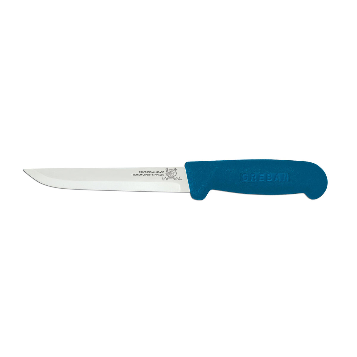 Omcan 11665 Boning Knife - 6" Straight Stamped Blade, Stainless Steel, Blue Polypropylene Handle
