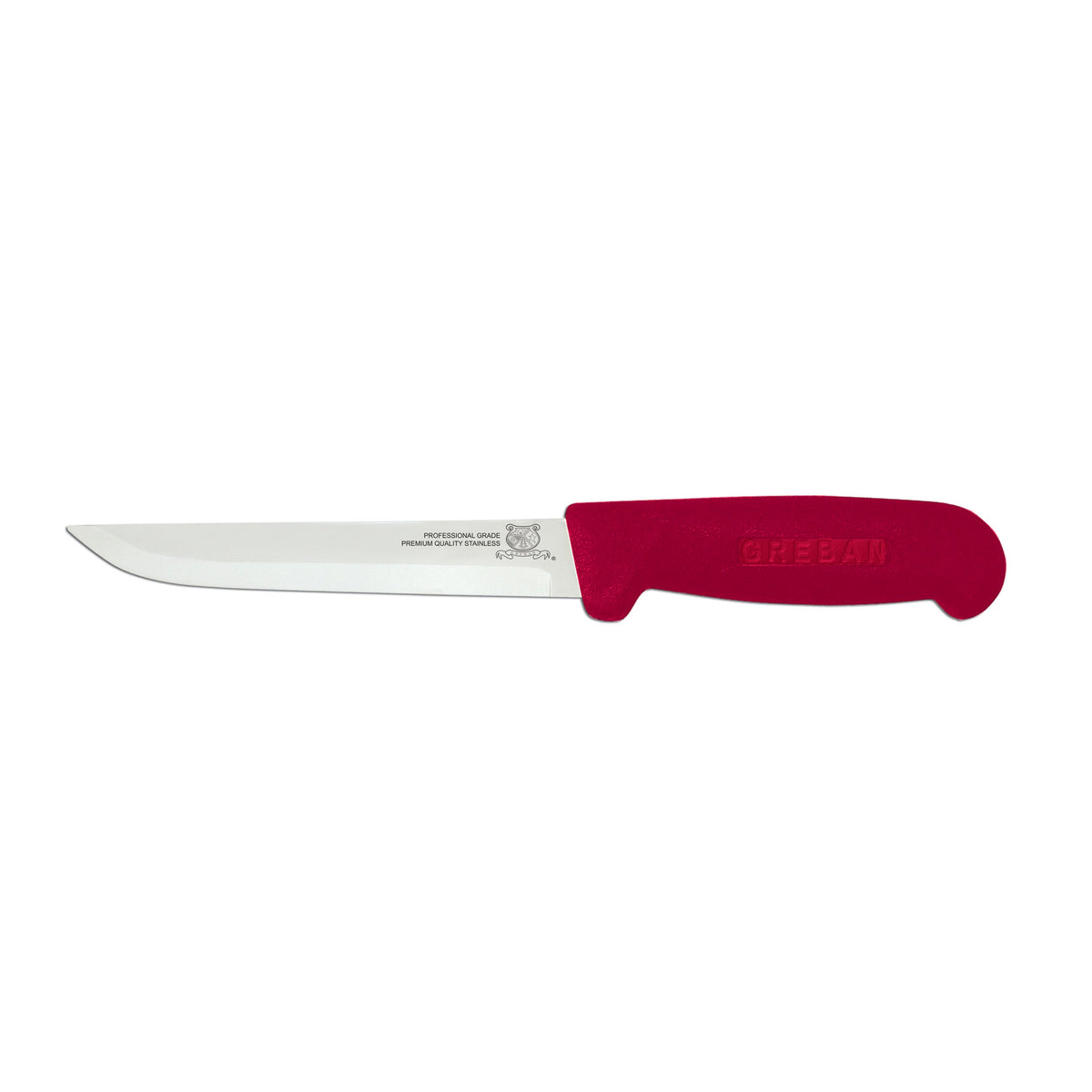 Omcan 11688 Boning Knife - 6" Straight Stainless Steel Blade, Red Polypropylene Handle, Stamped