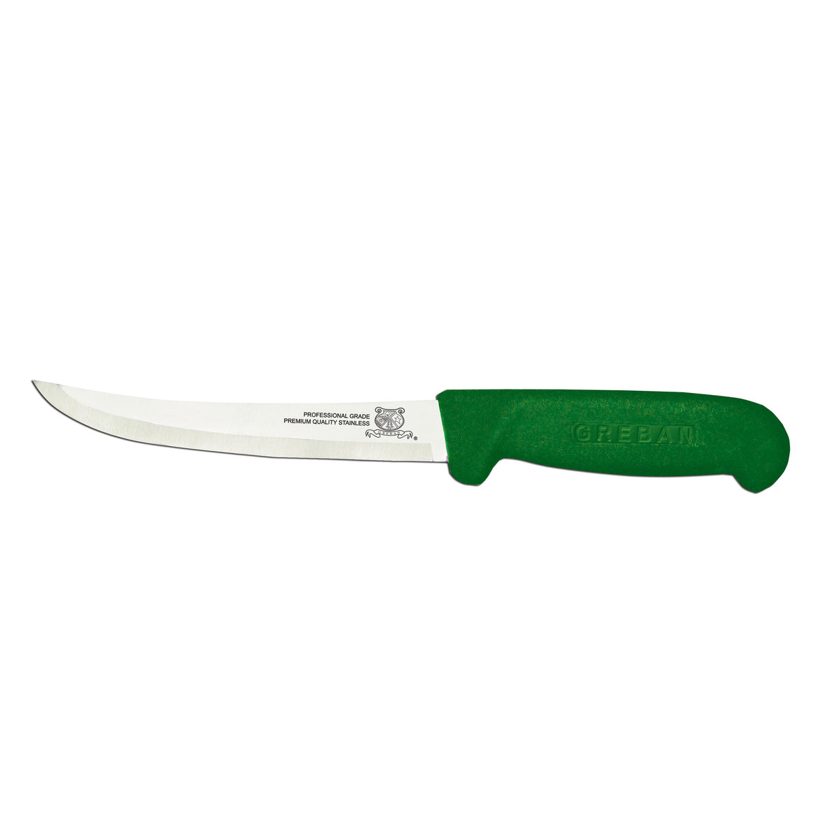 Omcan 11780 Boning Knife, 6" Curved Stainless Steel Blade, Green Plastic Handle, Stamped
