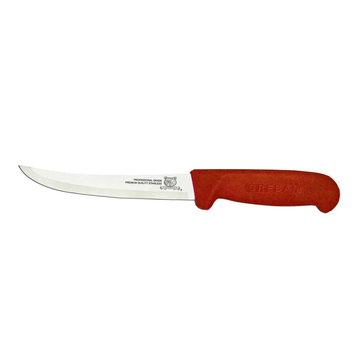 Omcan 11786 Boning Knife, 6" Curved Stainless Steel Blade, Red Polypropylene Handle, Stamped