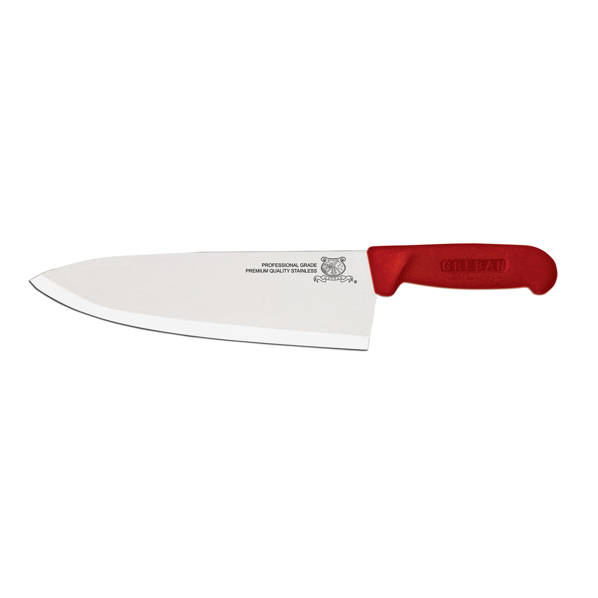 Omcan 12117 Chef Knife - 10" Stamped Medium Blade, Stainless Steel, Red Polypropylene Handle
