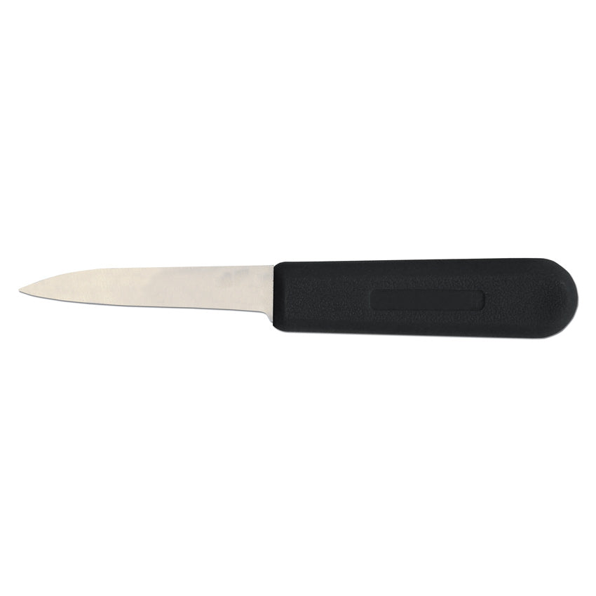 Omcan 12406 Paring Knife - 3-1/4" Hotel Style Blade, Black Polypropylene Plastic Handle