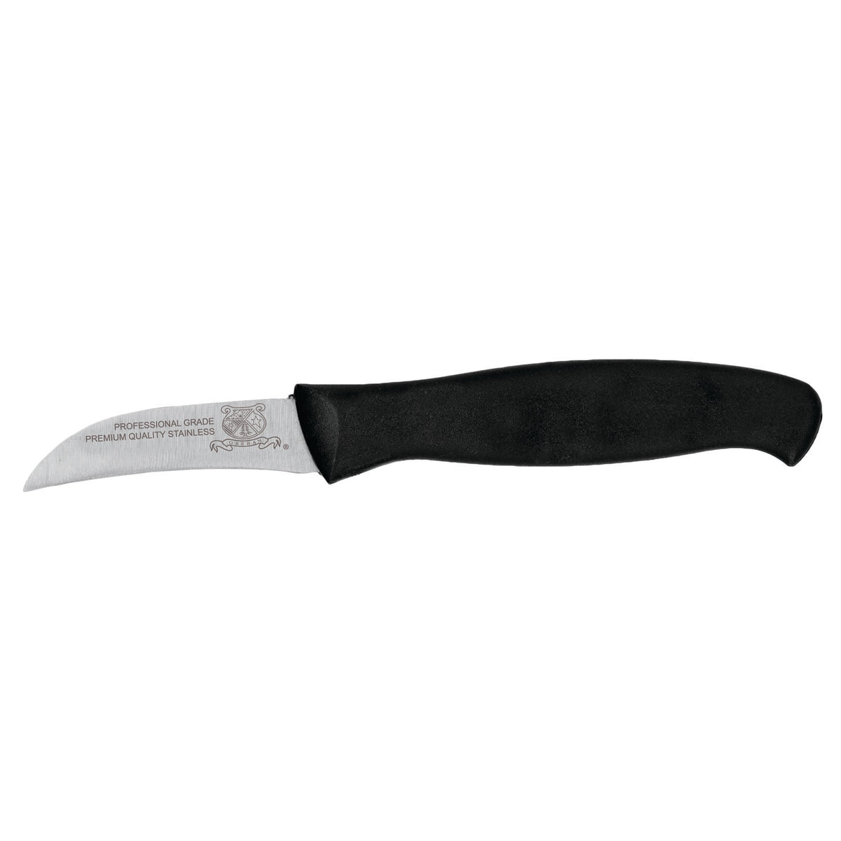 Omcan 12475 Turning Knife - 2-1/2" Blade, 3" Length, Stamped Black Handle, Steel Blade, Greban
