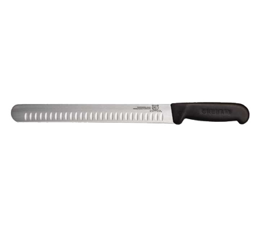 Omcan 12713 Slicer Knife, 12" Granton Edge, Stamped, Black Plastic Handle, Greban