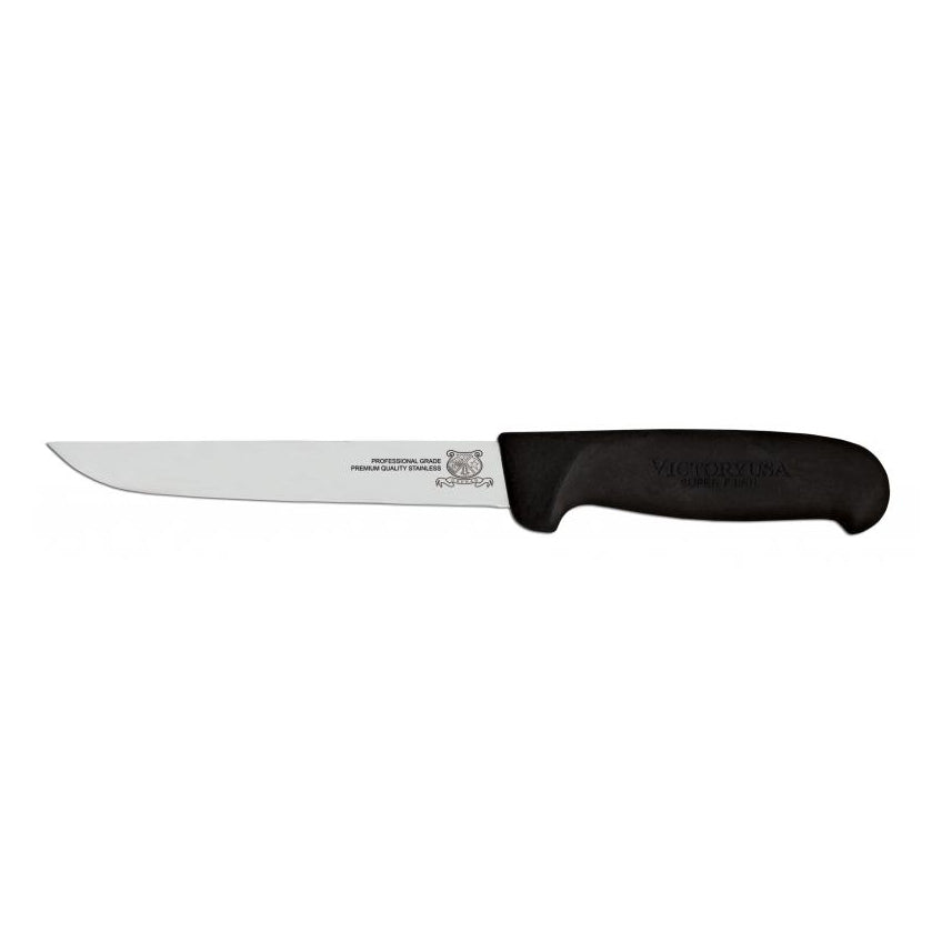 Omcan 12844 Boning Knife, 6" Straight Stainless Steel Blade, Black Plastic Handle, Stamped Style