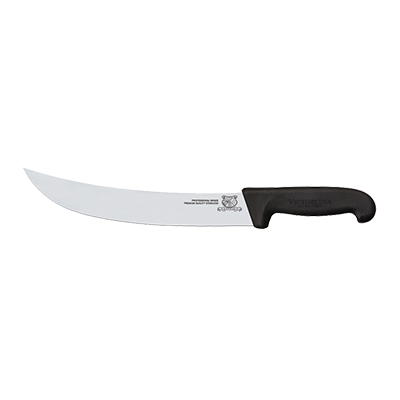 Omcan 12866 12" Steak Knife, Stamped Granton Blade, Black Plastic Handle, Victory USA