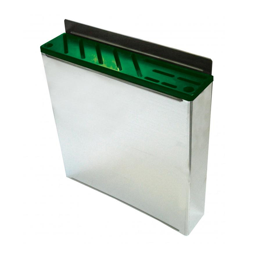 Omcan 12928 Stainless Steel Knife Rack With Green Insert, Holds 10 Knives + 2 Steels, 12 Slots