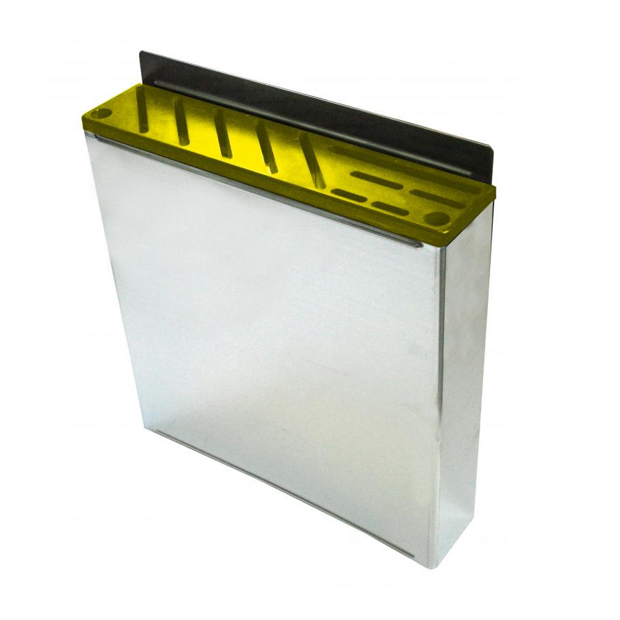 Omcan 12937 Stainless Steel Knife Rack, Yellow Insert, Holds 10 Knives + 2 Steels, 12 Slots