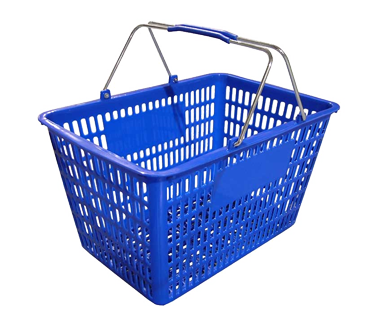 Omcan 13023 Shopping Hand Basket - Blue, 2 Steel Handles with Plastic Coating, 50 Lb | 18.75" Wide