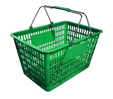 Omcan 13024 Shopping Basket, Green Plastic with Steel Handles Plastic-Coated, 50 lb | 18.75" Wide