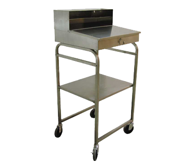 Omcan 13511 Mobile Receiving Desk, Sloped Top, Stainless Steel, Locking Storage, 5" Casters