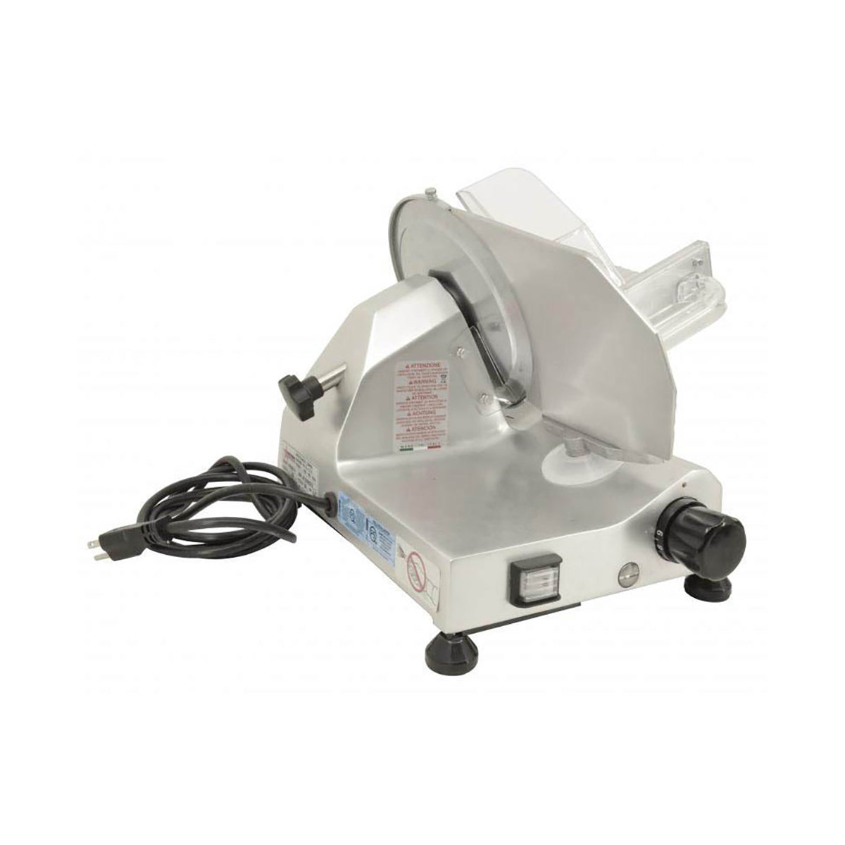 Omcan 13606 Meat Slicer - 8" Carbon Steel Blade, Belt-Driven, Gravity-Feed, Anodized Aluminum Body, 1/5 HP, 110V