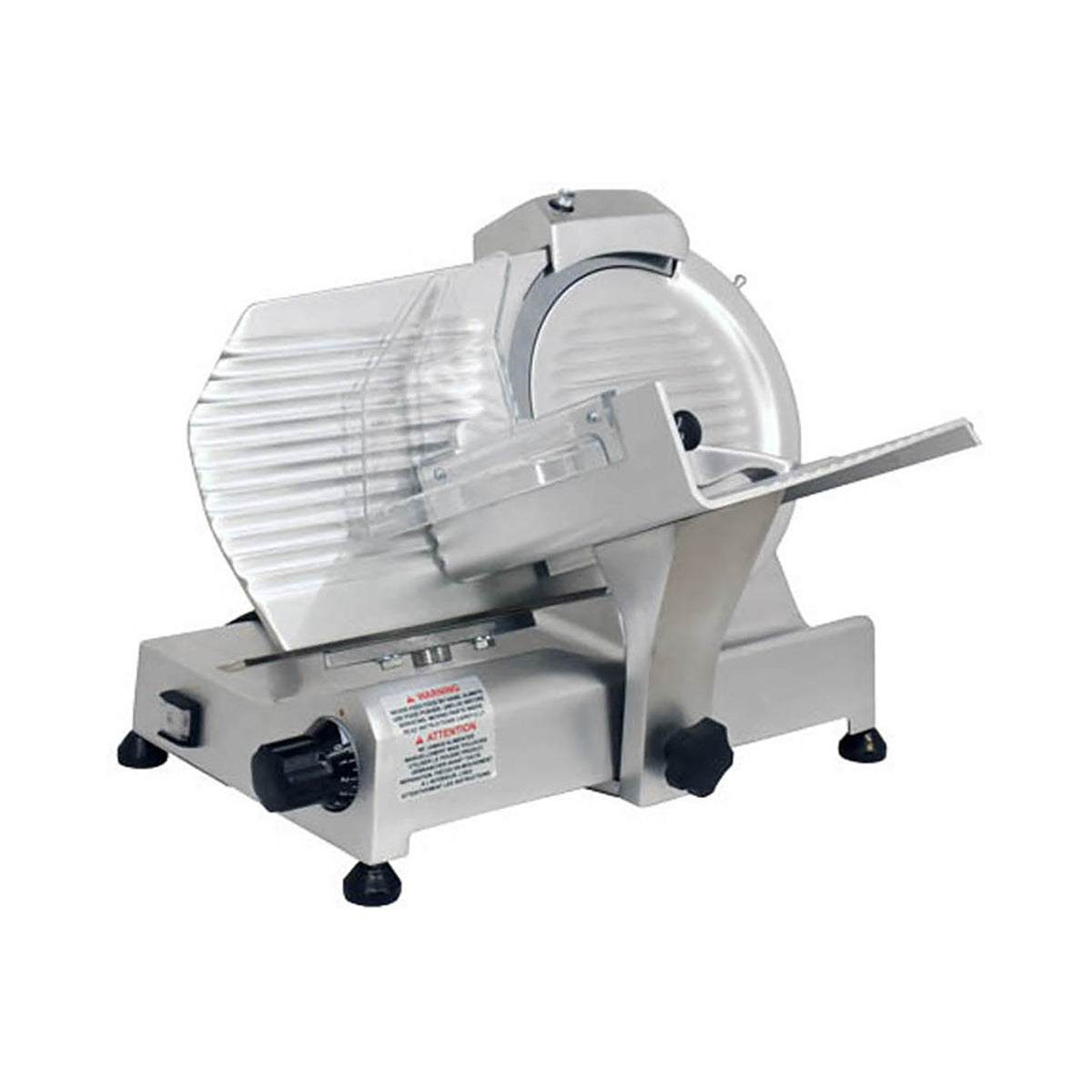 Omcan 13620 Meat Slicer - Gravity Feed, 10" Carbon Steel Blade, 1/3 HP 120V 60Hz, Anodized Al Body | anodized aluminum