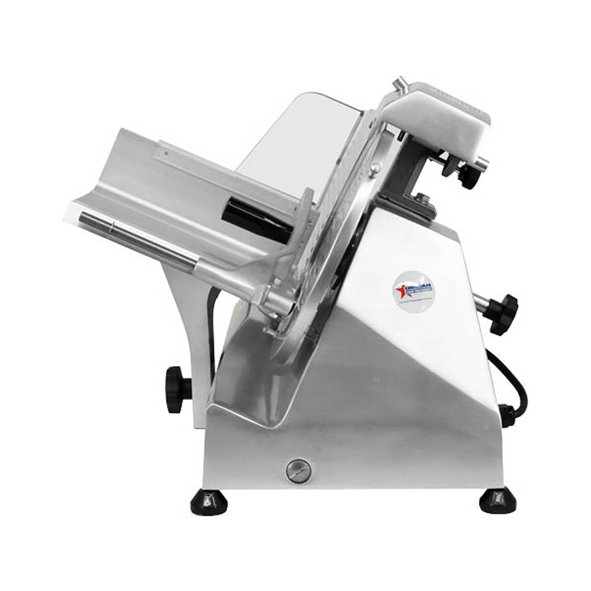 Omcan 13620 Meat Slicer - Gravity Feed, 10" Carbon Steel Blade, 1/3 HP 120V 60Hz, Anodized Al Body | anodized aluminum