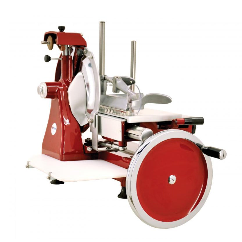 Omcan 13634 Trento Volano Meat Slicer 12″ Carbon Steel Blade, Manual Feed, Aluminum Body, Variable Thickness, Made in Italy | stainless steel & aluminum