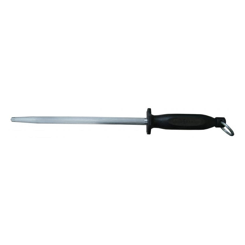 Omcan 13904 Sharpening Steel, 12" Round Blade, Black Plastic/Poly Handle