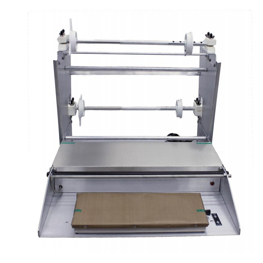 Omcan 14430 Double Roll Countertop Film Wrapping Machine, 6" x 15" Hot Plate, Stainless Steel & Aluminum, 110V