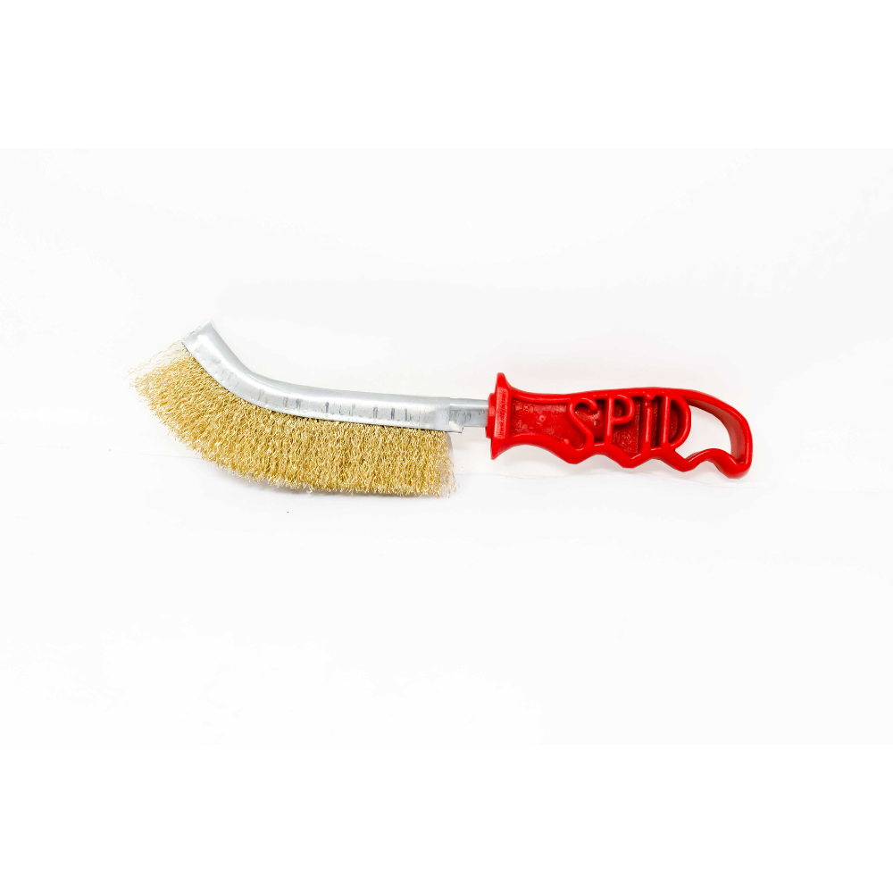 Omcan 16469 Wire Panini Grill Brush, Brass Bristles, Red Plastic Handle, Commercial Kitchen Tool | 10.5" Wide