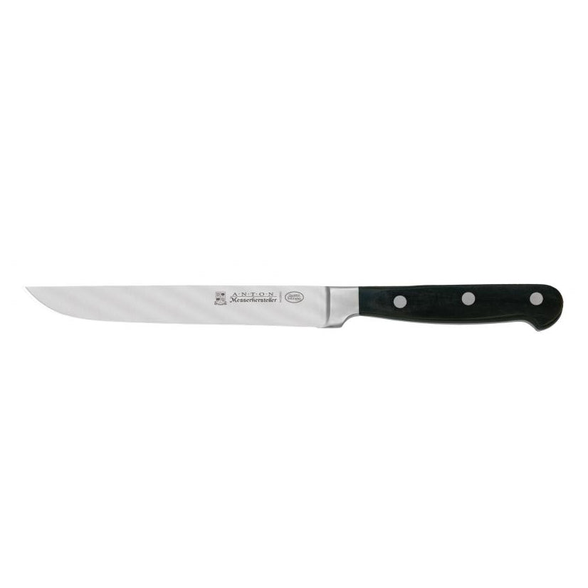 Omcan 17891 Boning Knife - 6" Straight Forged Blade, Stainless Steel, Black Plastic Handle