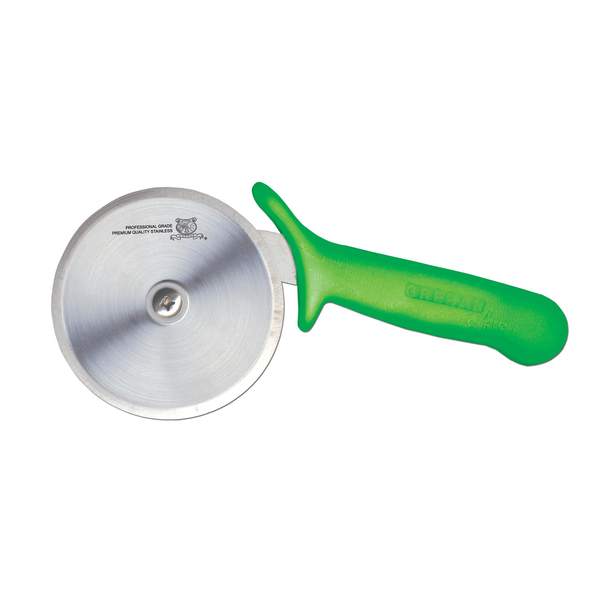 Omcan 18841 Pizza Cutter - 4" R-Style Wheel, Green Ergonomic Handle, Smallwares Specialty Cutlery