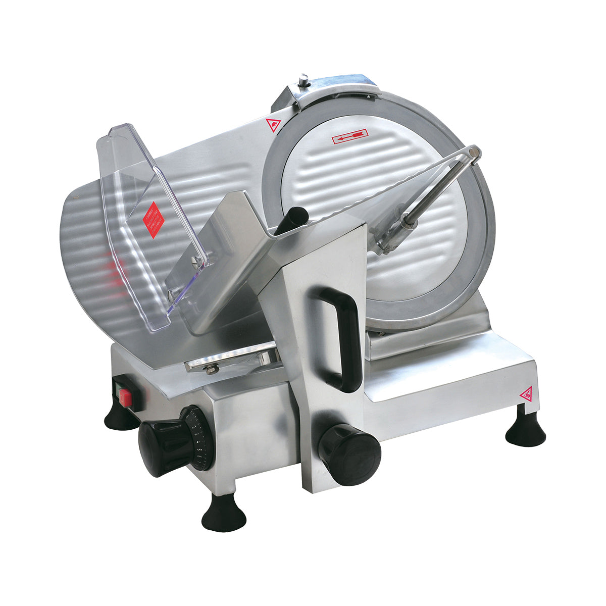 Omcan 19068 12" Dia Meat Slicer, Anodized Aluminum Blade, 1/3 HP, 110V, Belt Drive, Gravity Feed, NEMA 5-15P Cord