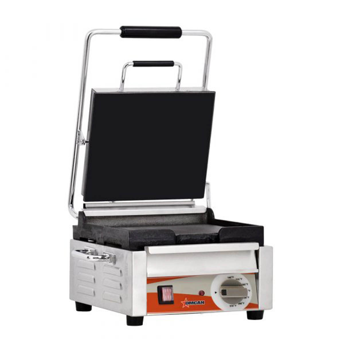 Omcan 21464 Single Sandwich Panini Grill w/ 11" x 10" Smooth Plates, 120V