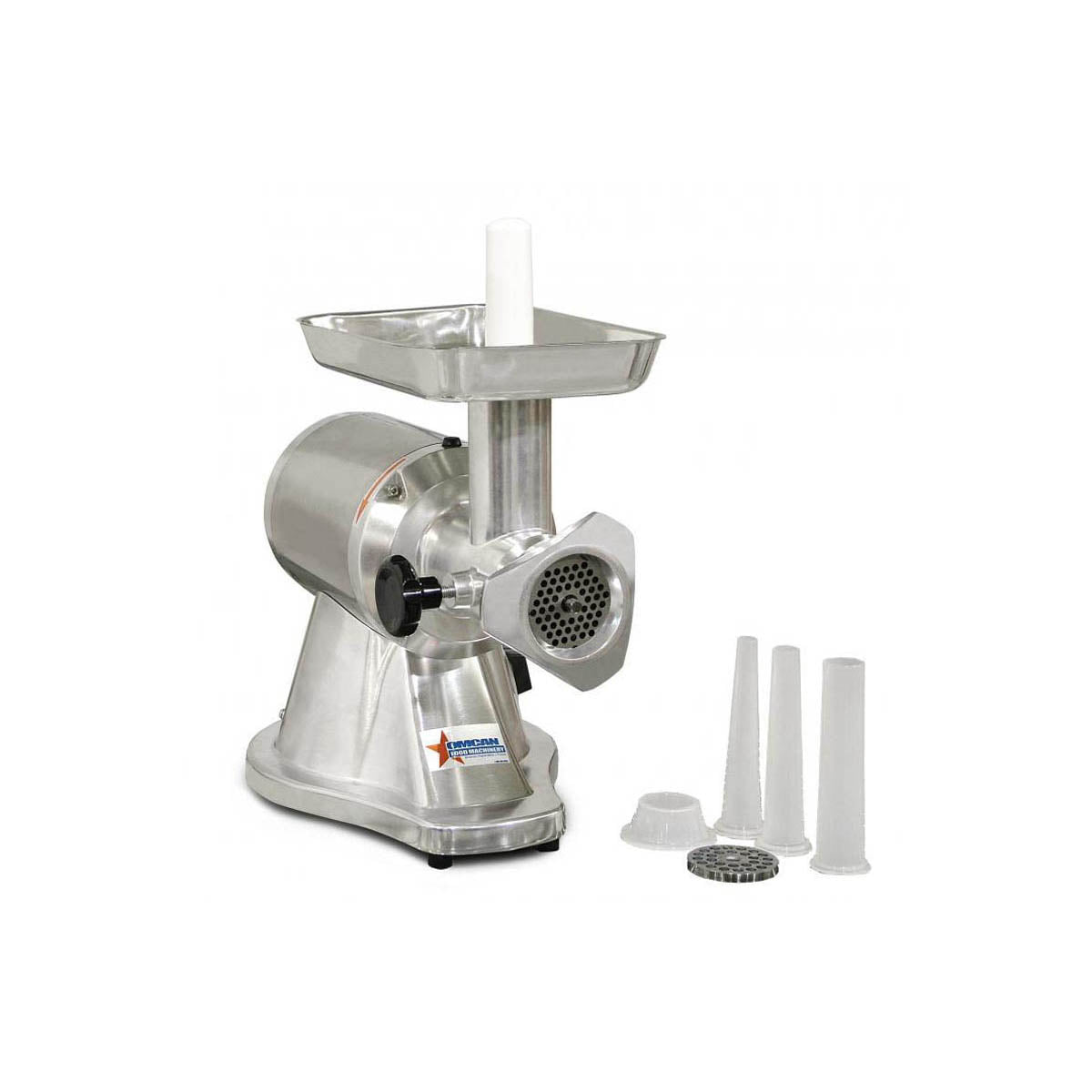 Omcan 21720 Electric Meat Grinder, #12 HUB, 1 HP, 110V/60Hz, Body, Pan, Plates, 200 RPM | 10.75" Wide