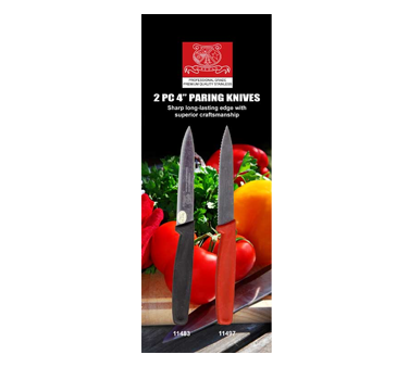 Omcan 21874 Paring Knife Set - 4" 2-Edge, Stmpd Spear-Pt Stainless Blade, Blk Poly Handle - Set