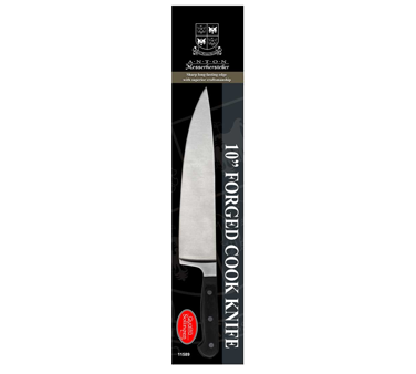 Omcan 21885 10"-11" Forged Chef Knife, Stainless Steel Blade, Black Plastic Handle, Anton