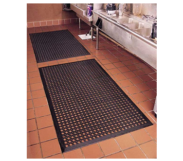 Omcan 23584 Anti-Fatigue Mat, 36" x 60" x 3/8" Black Rubber Honeycomb, Molded Beveled Edges