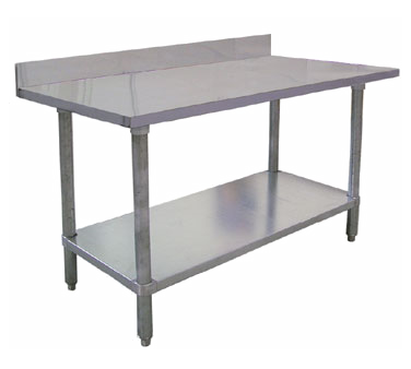 Omcan 23802 36" Open Base Work Table with Undershelf, 4" Backsplash / 18 Gauge Top