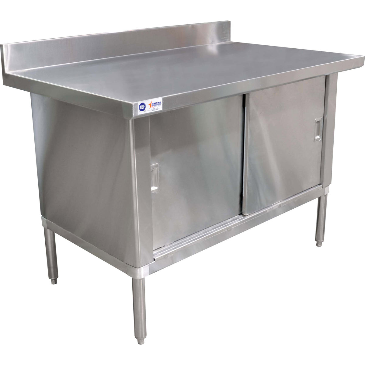 Omcan 24404 Cabinet Base Sliding Doors Work Table | 60" Wide